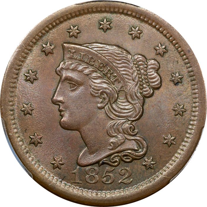 1852 Braided Hair Large Cent (1c) Obverse Image