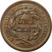 1852 Braided Hair Large Cent (1c) Reverse Image
