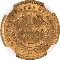 1852-O Gold Dollar ($1) Reverse Image
