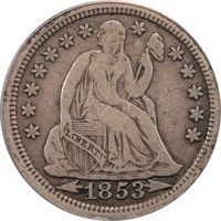 1853 Arrows Seated Liberty Dime (10c) Obverse Image
