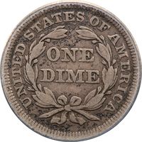 1853 Arrows Seated Liberty Dime (10c) Reverse Image
