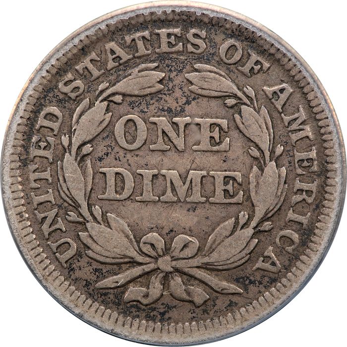 1853 Arrows Seated Liberty Dime (10c) Reverse Image