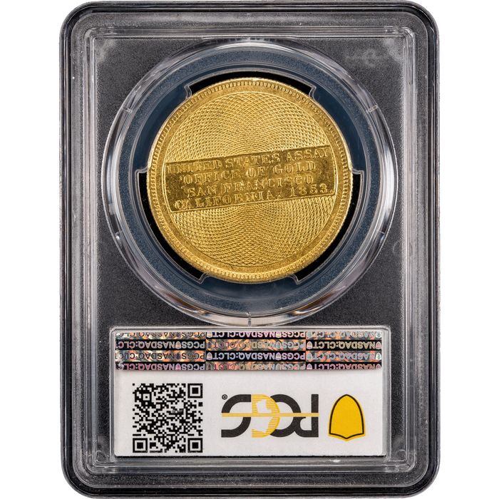 1853 Assay 900 Gold $20 Reverse Slab Image