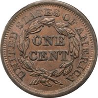 1853 Braided Hair Large Cent (1c) N-29 Reverse Image
