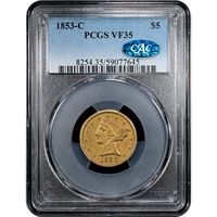 1853-C Liberty Gold Half Eagle ($5) Obverse Slab Image
