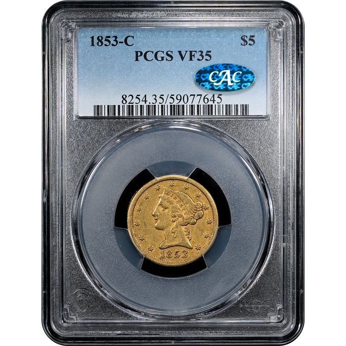 1853-C Liberty Gold Half Eagle ($5) Obverse Slab Image