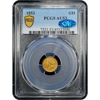 1853 Gold Dollar ($1) Obverse Slab Image