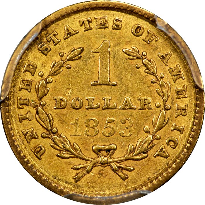 1853 Gold Dollar ($1) Reverse Image