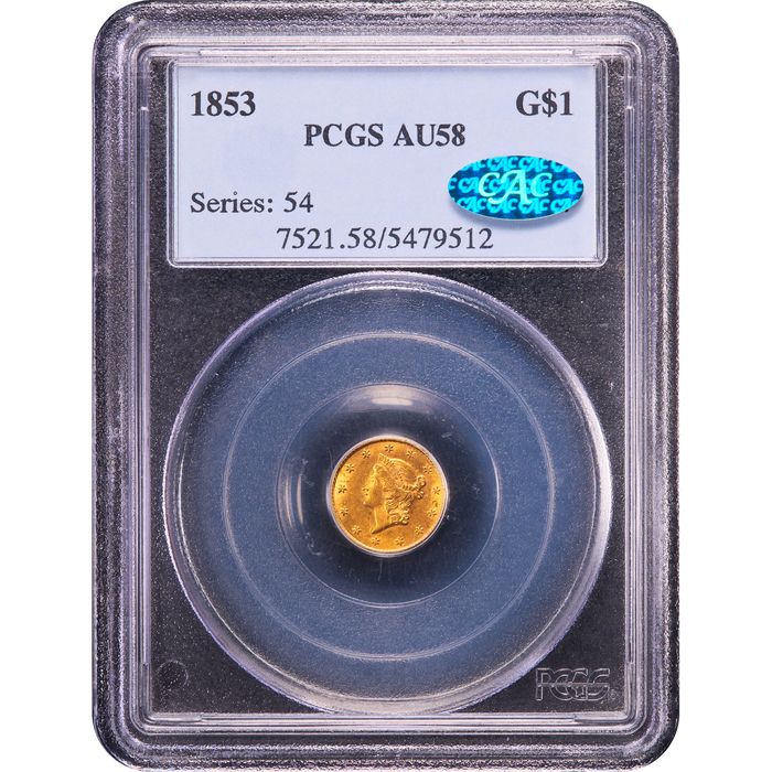 1853 Gold Dollar ($1) Obverse Slab Image
