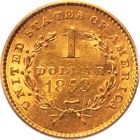 1853 Gold Dollar ($1) Reverse Image