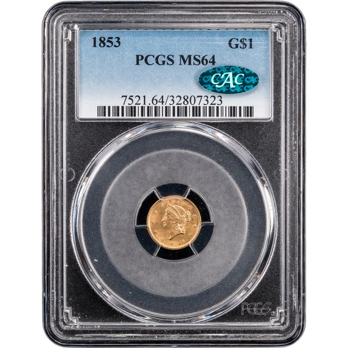 1853 Gold Dollar ($1) Obverse Slab Image