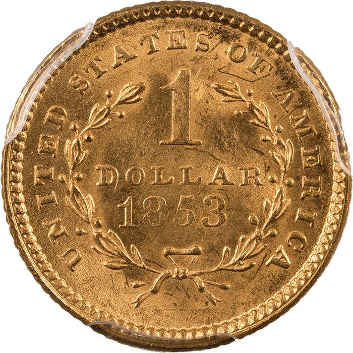1853 Gold Dollar ($1) Reverse Image