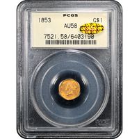1853 Gold Dollar (G$1) Obverse Slab Image