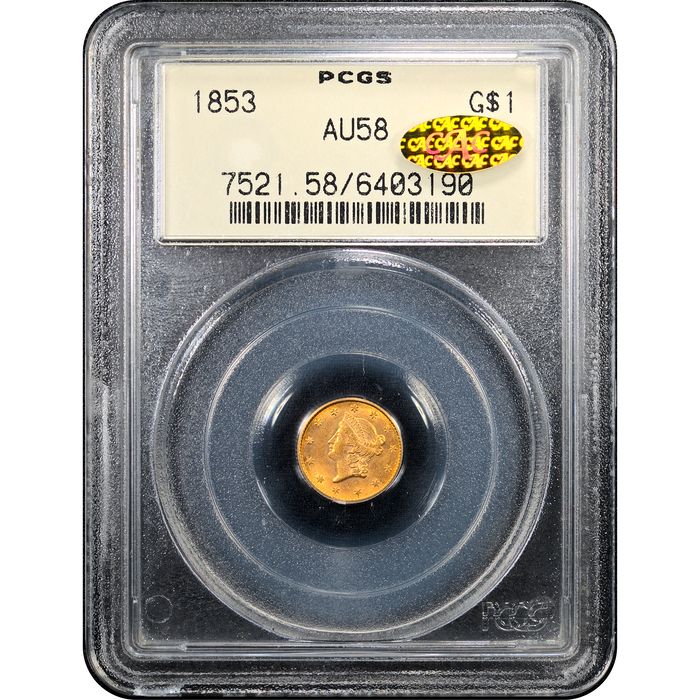1853 Gold Dollar (G$1) Obverse Slab Image