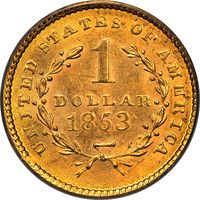 1853 Gold Dollar (G$1) Reverse Image