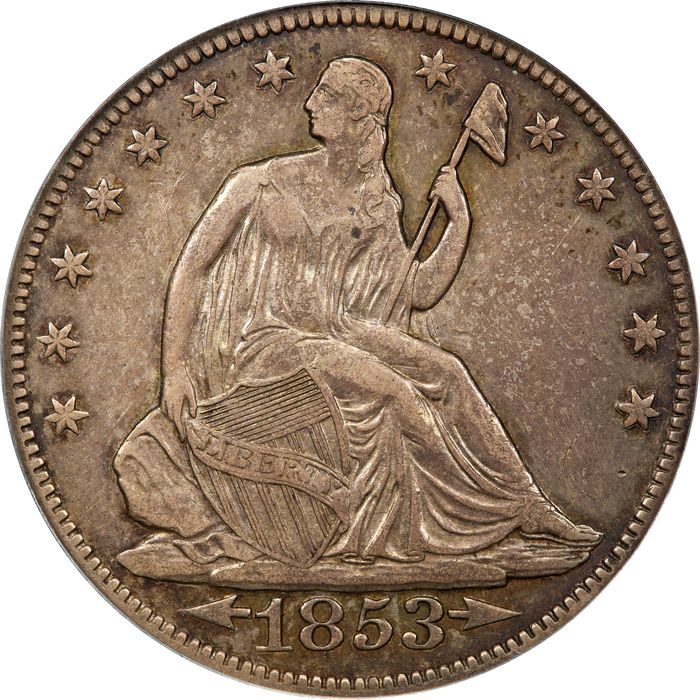 1853-O Seated Liberty Half Dollar (50c) Arrows and Rays Photo 3