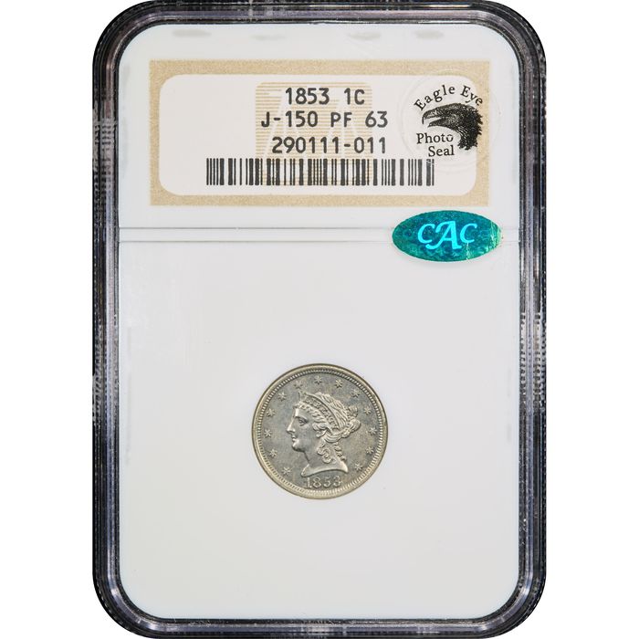 1853 Pattern Cent (1c) J-150 Obverse Slab Image