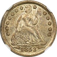 1853 Seated Liberty Dime (10c) Arrows Photo 3