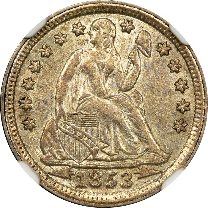 1853 Seated Liberty Dime (10c) Arrows Photo 3