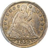 1853 Seated Liberty Half Dime (H10C) Arrows Photo 3