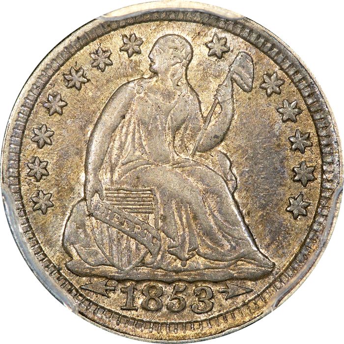 1853 Seated Liberty Half Dime (H10C) Arrows Photo 3