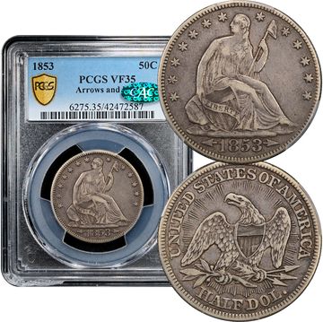 1853 Seated Liberty Half Dollar (50c) Composite Image