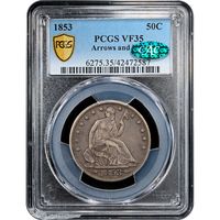 1853 Seated Liberty Half Dollar (50c) Obverse Slab Image