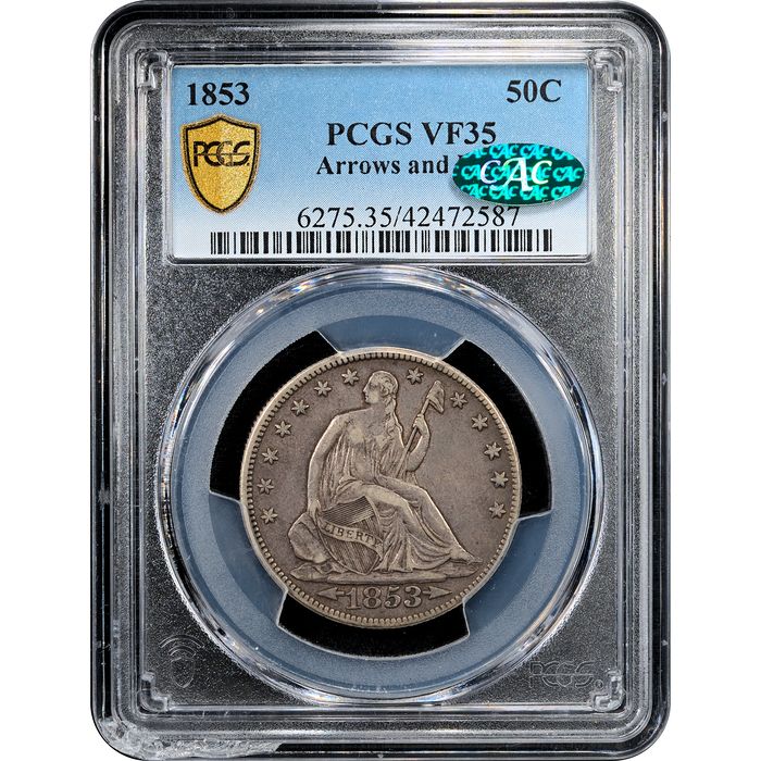 1853 Seated Liberty Half Dollar (50c) Obverse Slab Image