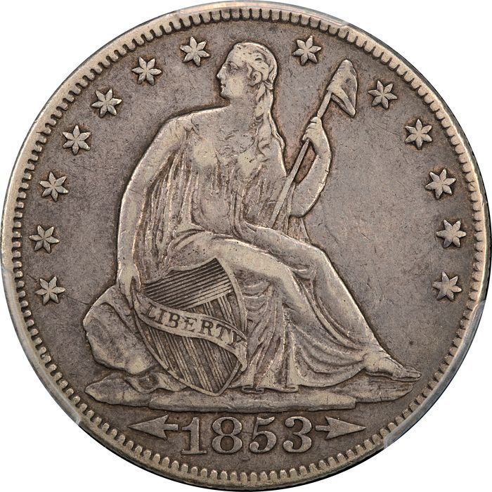 1853 Seated Liberty Half Dollar (50c) Obverse Image