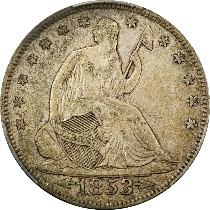 1853 Seated Liberty Half Dollar (50c) WB-101 Arrows and Rays Photo 3