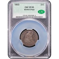 1853 Seated Liberty Quarter (25c) Arrows and Rays Obverse Image