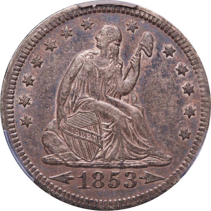 1853 Seated Liberty Quarter (25c) Arrows and Rays Photo 3