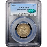 1853 Seated Liberty Quarter (25c) Arrows and Rays Obverse Image