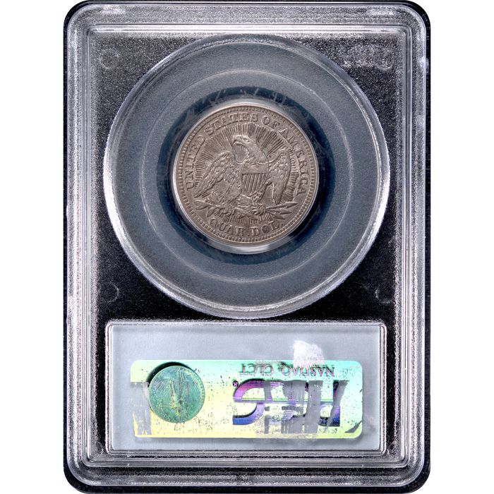 1853/4 Seated Liberty Quarter (25c) Arrows and Rays Reverse Slab Image