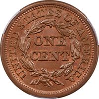 1854 Braided Hair Large Cent (1c) Reverse Image