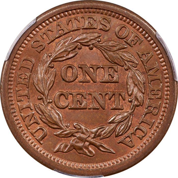 1854 Braided Hair Large Cent (1c) Reverse Image