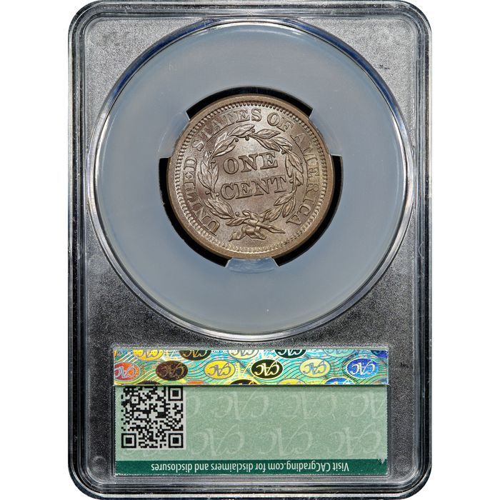 1854 Braided Hair Large Cent (1c) Reverse Image
