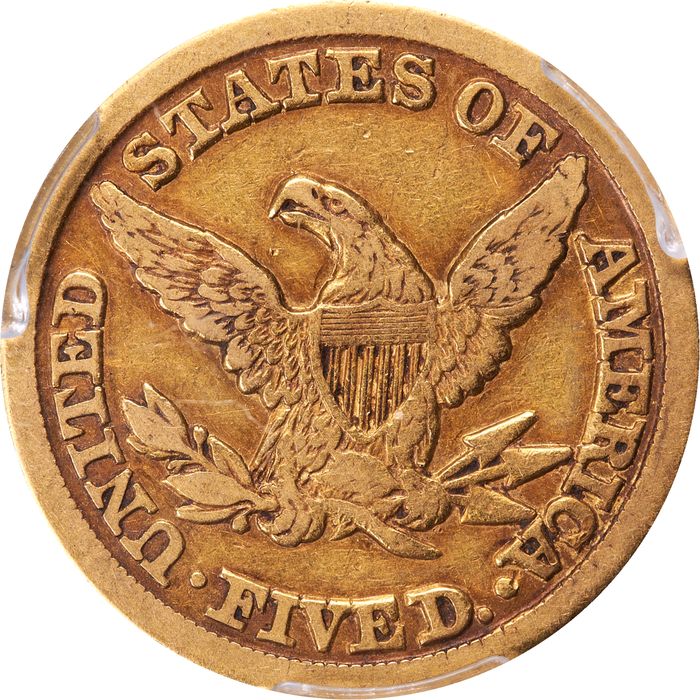 1854-D Liberty Gold Half Eagle ($5) Weak D Reverse Image