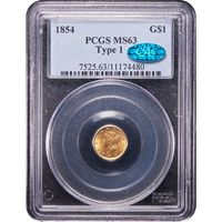 1854 Gold Dollar (G$1) Type 1 Obverse Image