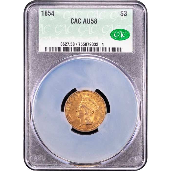 1854 Gold Three Dollar ($3) Obverse Slab Image
