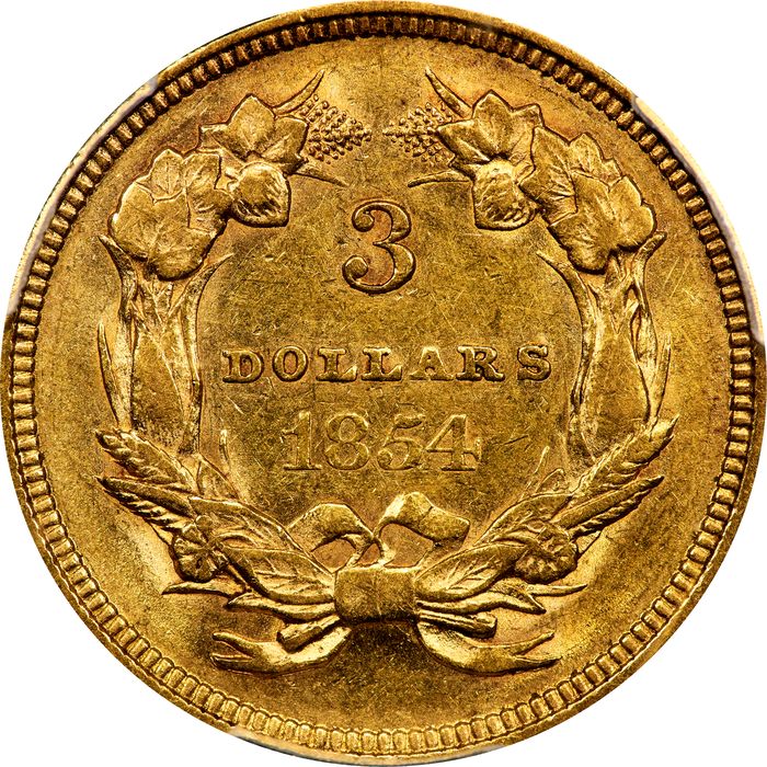 1854 Gold Three Dollar ($3) Photo 4