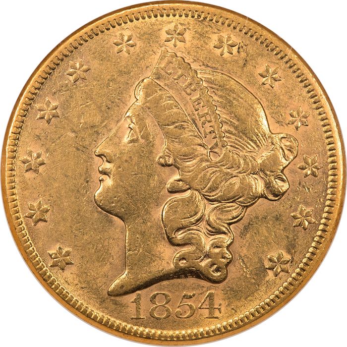1854 Liberty Gold Double Eagle ($20) Large Date Obverse Image