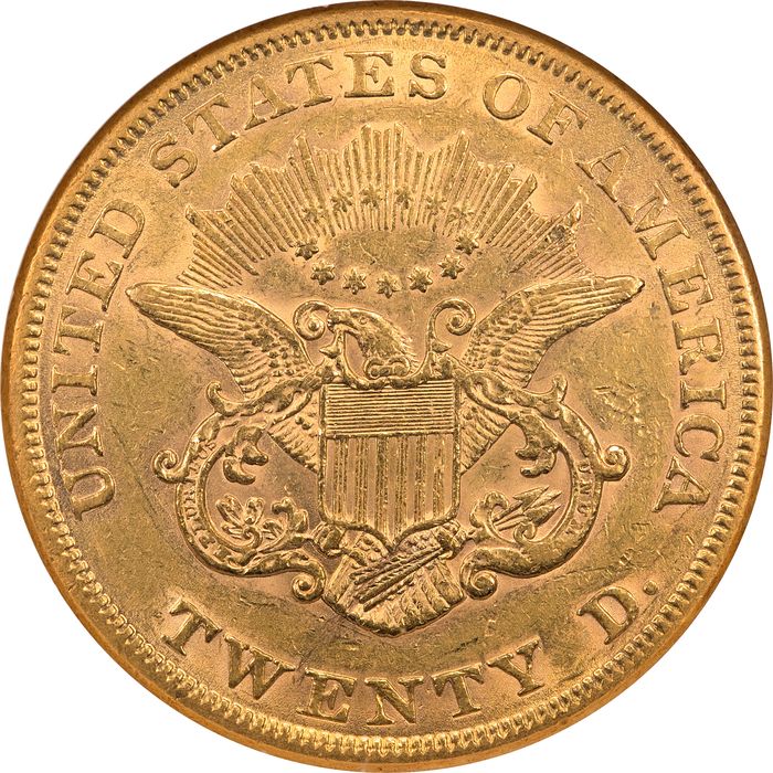 1854 Liberty Gold Double Eagle ($20) Large Date Reverse Image