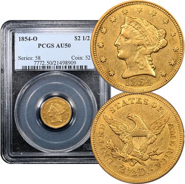 1854-O Liberty Gold Quarter Eagle ($2.50) Composite Image