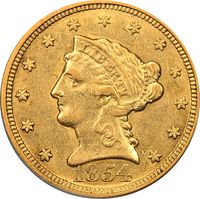 1854-O Liberty Gold Quarter Eagle ($2.50) Obverse Image