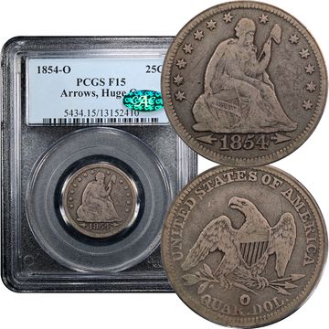 1854-O Seated Liberty Quarter (25c) Huge O Composite Image