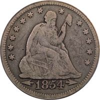 1854-O Seated Liberty Quarter (25c) Huge O Obverse Image