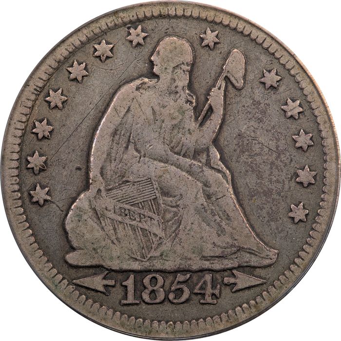 1854-O Seated Liberty Quarter (25c) Huge O Obverse Image