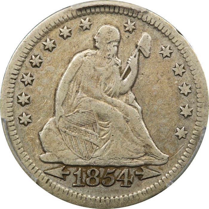 1854-O Seated Liberty Quarter (25c) Huge O Obverse Image