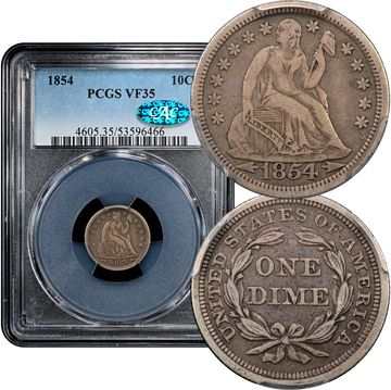 1854 Seated Liberty Dime (10c) Composite Image